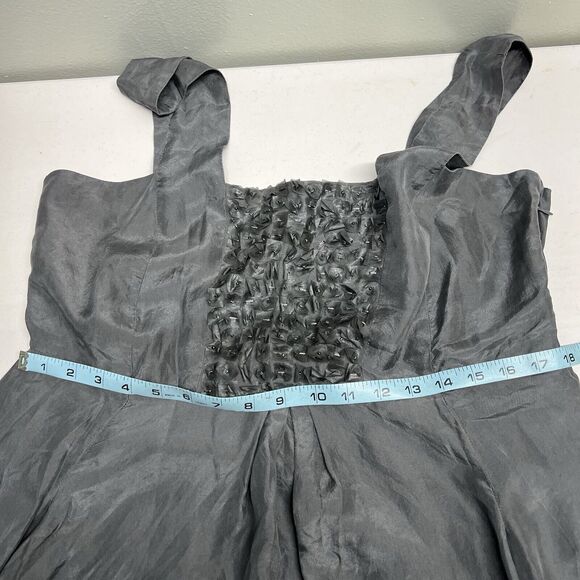 Eileen Fisher Gray Silk Chiffon Pleated Lined Sleeveless Beaded Dress MEDIUM - Picture 15 of 15